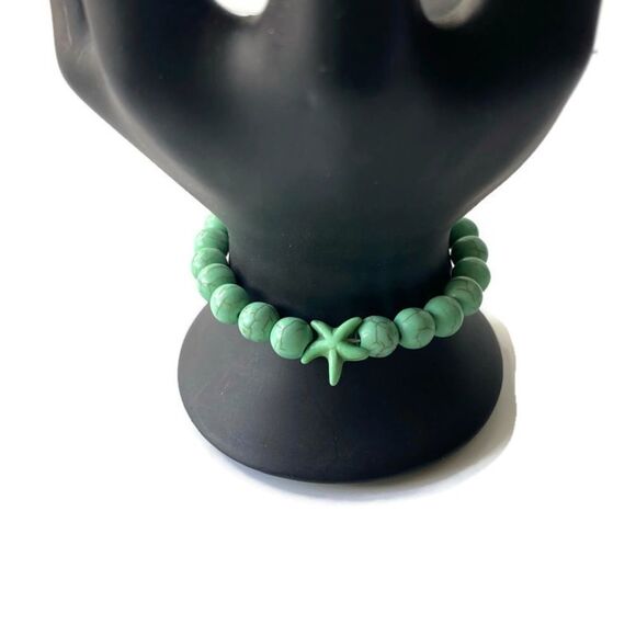 GREEN Marbled Sea StarāBeaded Bracelet OS - Picture 3 of 4